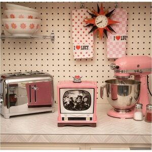 VINTAGE I LOVE LUCY RETRO TV COOKIE JAR PINK/BLACK FINAL $156